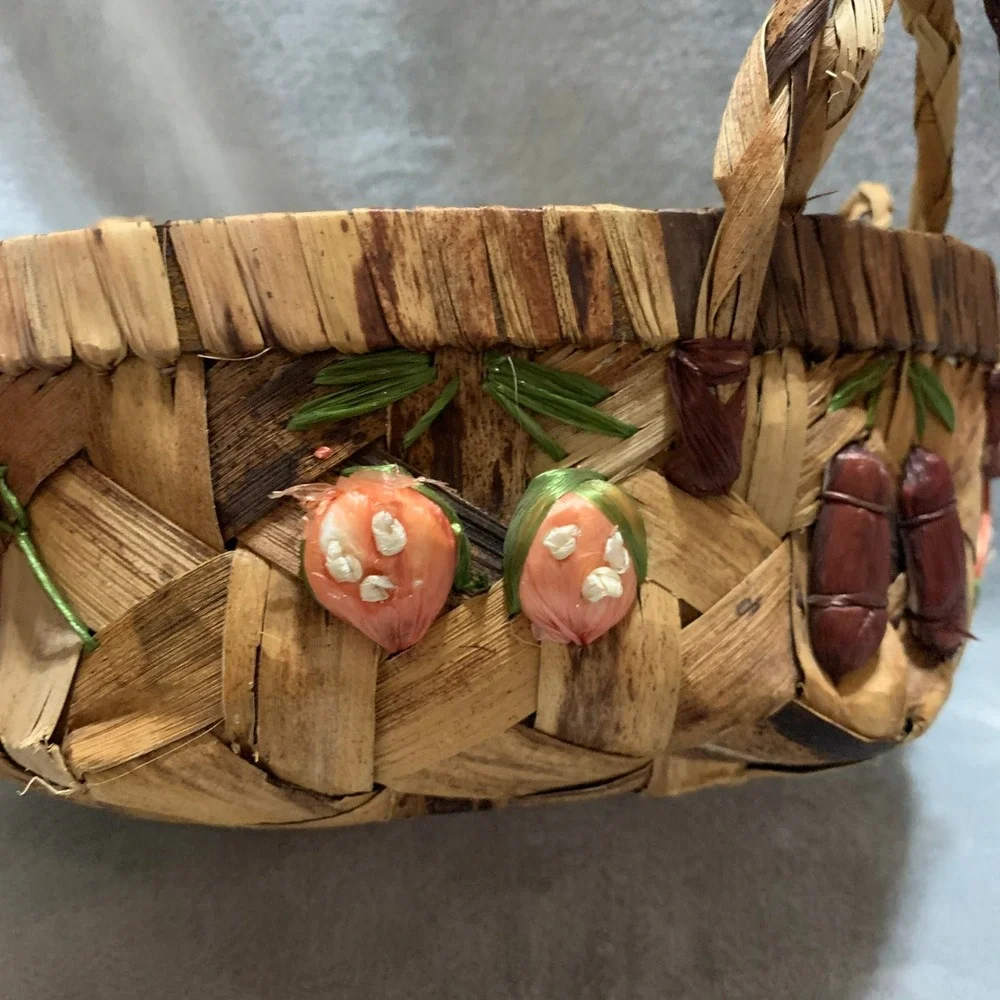 Woven Baskets Set of 3 Fruit Veggie Decor‎ Raffia Farmhouse Countrycore Vintage